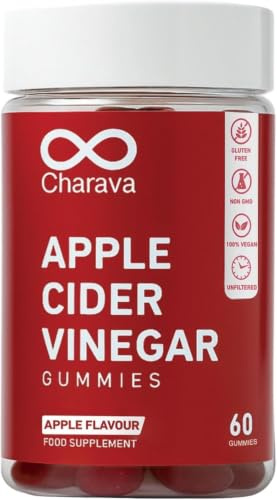 Charava Apple Cider Vinegar Gummies with The Mother 1000mg - Vegan Gummies for Weight Loss - Enhanced with Vitamin B12 & Folic Acid – 30 Servings, 60 High Strength ACV Gummies, Natural Ingredients