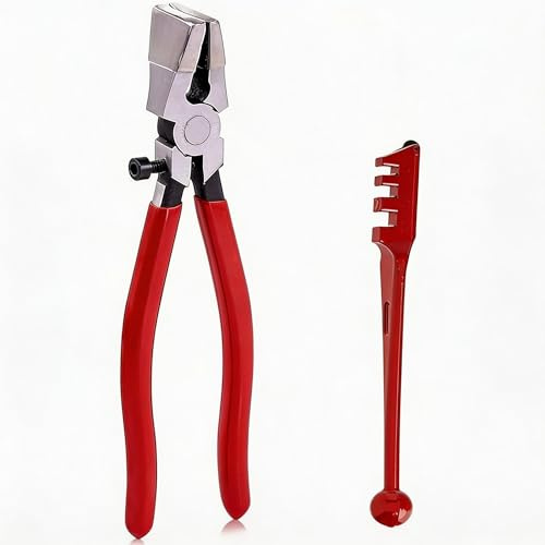 2Pcs Heavy Duty Glass Running Plier and Glass Cutter for Stained Glass, Mosaics, Fusing Work