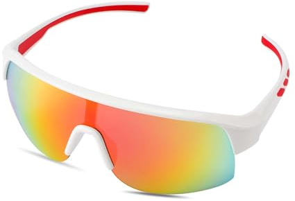 XIHIRCD Kids Sports Sunglasses, Children Polarized Sunglasses Frame Cycling Eye Glasses Toddler Sunglasses for Outdoor Activities Youth Baseball Softball Golf Boys Girls (White)