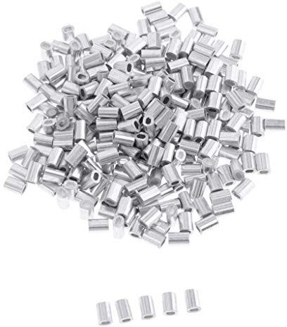 Timcryxient 100 pezzi in alluminio da pesca crimp doppia canna manicotti 1 mm