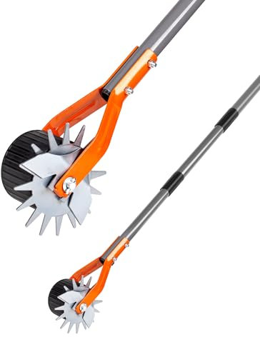 Walensee Wheel Rotary Edger, 69.7 Inch Hand Manual Edger Lawn Tool with Adjustable Stainless Steel Handle, Trimming Grass Weed Edger with Cushion Grip for Garden Sidewalks Driveways and Landscaping