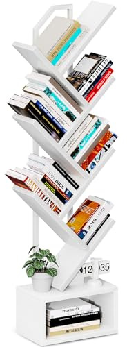 Coleshome Libreria ad Albero, Scaffale a 6 Ripiani 110cm Bianco