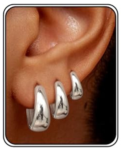 Chriscoco 3 Paia Orecchini Cerchio Donna Orecchini Cerchio Oro Placcato 14K Orecchini Cerchio Argento Ipoallergenico Orecchini a Cerchio Piccoli per Fori Multipli