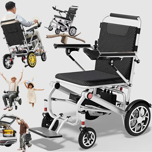 Elektrisk rullstol, lätt vikbar motoriserad elrullstol, alla terränger 400 W borstlösa motorer, 150 kg kapacitet