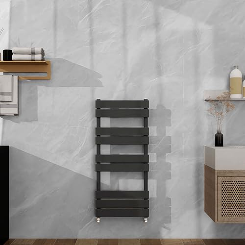 SLINE SANITARY 1000x450mm Anthracite Heated Towel Rail Flat Panel Bathroom Central Heating Ladder Radiator