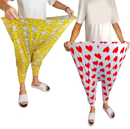2 Pezzi Pantaloni Della Nonna da Giardino, Giochi di Lancio All'aperto, con 6 Palline Rimbalzanti e 1 Pompa per Palloncini, Pantaloni Extra Large, per Giochi All'aperto