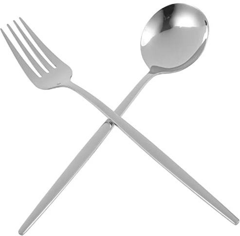 bestick,bestickset, Bestick, bestick, bestickset, 1 set gaffel och sked i rostfritt stål. Silverbestick Middagsgaffel Sked Dessertskedar Western servis sockersked