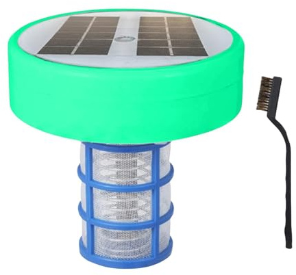Ionizzatore solare per piscina, pulitore automatico, 30,5 x 20,3 cm, purificatore di ionizzazione in rame, accessorio a LED multicolore con stile moderno, strumento spa per acqua dolce e salata con