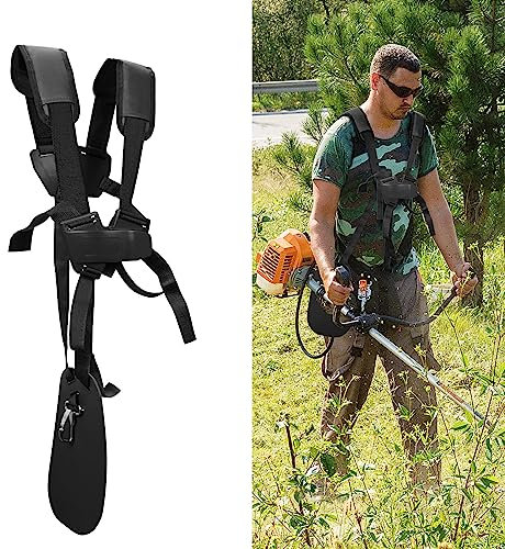 SUNMON Strimmer Harness - Harness for a Strimmer with Shoulder Harness Strap Pad,Durable Nylon Shoulder Strap Trimmer,Harness Strap String Trimmer Double,Compatible Most Grass Trimmer,Black