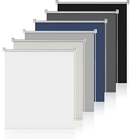 Verdunklungsrollo ohne Bohren Rollos für Fenster ohne Bohren Weiß B100 x H160cm-Stoffbreite 95cm Rollos für innen Thermorollo Rollo ohne Bohren Verdunkelung