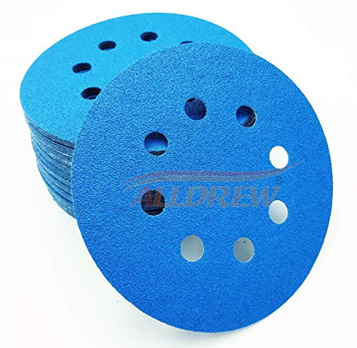 125mm Nass und Trocken Schleifscheiben 10x 1000 1200 1500 2000 3000 KORN // ALLDREW Klettband 8 Löcher Wasserfest 5'' Schleifpapier 50 Stück Gemischt für Exzenterschleifer