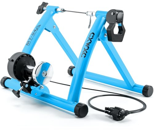 Bike Trainer, Magnetic Bicycle Stationary Stand for Indoor Exercise Riding, 26-29 & 700C Wheels, Quick Release Skewer & Front Wheel Riser Block Included