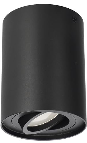 EDO Aufbauspot Schwarz Rund SKAND 1 - Schwenkbarer Deckenstrahler GU10 Fassung - Moderne Aluminium Aufputz Spotlampe ø95x125mm - Aufbaustrahler für Wohnzimmer, Küche, Flur, Büro, Schlafzimmer