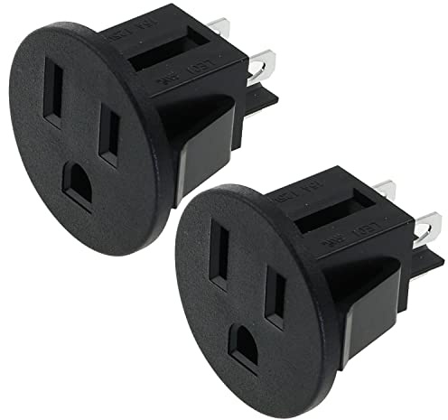 MEETOOT 2pcs 3Pin Power Outlet Socket Jack Connector Round US Type Industrial Plug Panel Mount Outlet Power Socket 15A 250V Universal Electrical AC Power Socket