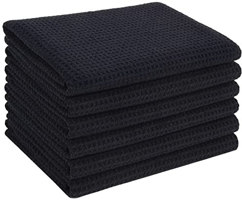 VIVOTE 6 Stück Mikrofaser Trockentücher Waffelgewebe Reinigungstücher Super saugfähige Geschirrtücher 40 cm x 56 cm schwarz