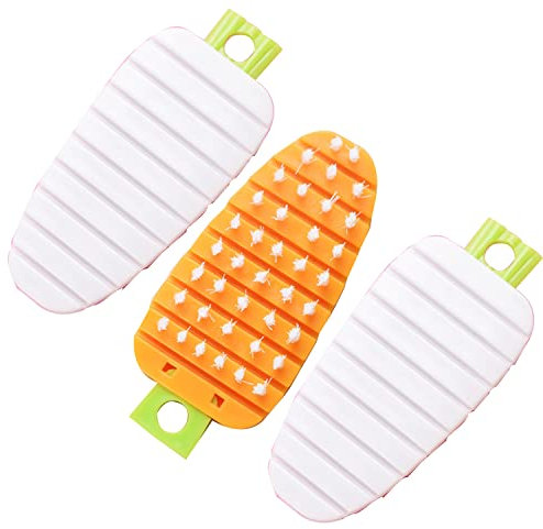 Qishing Cepillo flexible multifuncional para frutas y verduras, cepillo de limpieza de cocina, ñame, patata, zanahoria, lodo, cepillo para limpiar melón y frutas (paquete de 3)