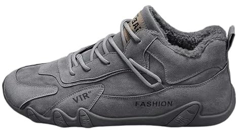 Didadihu Herren Winter Hiking Barfußschuhe Warme Schwarze Winterschuhe Barfuss Boots Leder Leichte Stiefeletten Halbschuhe Outdoorschuhe Schwarz Thermo