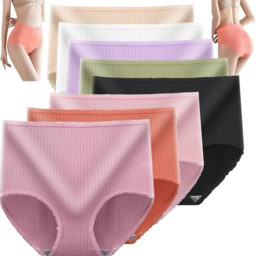 ALACEG Lot de 8 Culottes Anti-Fuite Taille Haute améliorées, Culottes Vicsecrets Absorbant l'humidité, Slips Grande Taille (8 PCS-A,L)