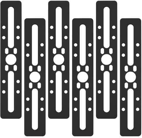 6 Pz Piastra di Giunzione Piana, Staffe Piatte Lamiera Forata, Staffe Piastra di Fissaggio con 8 Foro Fessure, Staffe Perforate Connettore, Lastrina di Giunzione Piatta per Legno, Nero 200x36x3 mm