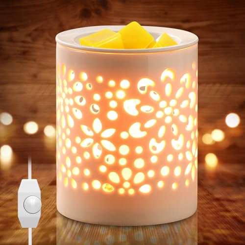 BORDEAG Scaldacere in ceramica, lampada profumata elettrica, lampada aromatica per cera profumata, lampada profumata in ceramica, profumata per ambienti con tealight, fornello per oli essenziali per