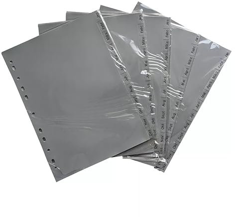 Premingo Register für DIN A4, volldeckend (5er Pack - grau, Jan-Dez) Kunststoff Monatsregister