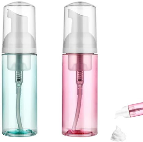 2PCS Foam Pump Bottle Travel Portable Small Size Mousse Foam Soap Dispenser Durable and Sturdy Foam Soap Dispensers Empty for Face Wash Lash Shampoo Skin Care Shampoo Cosmetics Packaging