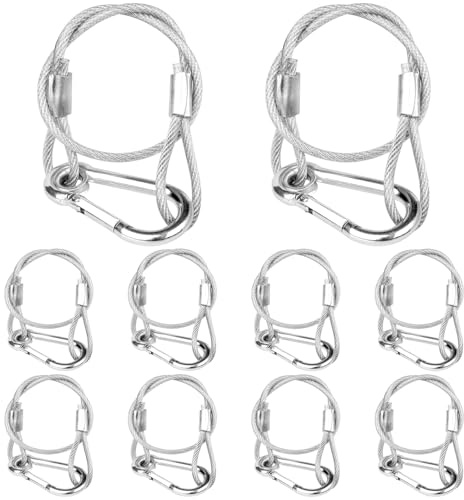WECAN Dispositivo de fijación de cable de seguridad para luces de escenario, accesorio de gancho de sujeción transparente para cabezal de cable, 3 mm de diámetro, 30 cm de longitud, paquete de 10