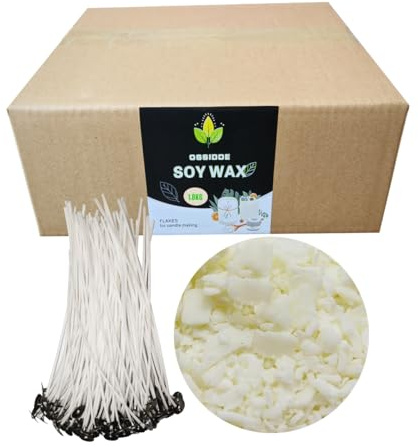 Sojavax oxidde® 100 % naturligt sojavax för ljustillverkning, veganskt sojavax 1,8 kg, gratis förpackning med 100 bomullsvekar