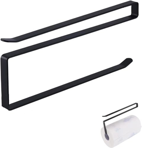 Küchenrollenhalter Ohne Bohren Rollenhalter küchen Organizer Metall Küchenrollenhalter Unterschrank Papier für Küche Bad Hängen Papierhandtuchhalter Kleiderbügel Schwarz