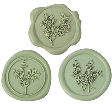 60Pcs Sage Green Wax Seal Stickers Set (3 Designs in 1 Pack) - Floral Botanical Adhesive Seals for Wedding Invitation Envelope Seal Stickers Gift Wrapping