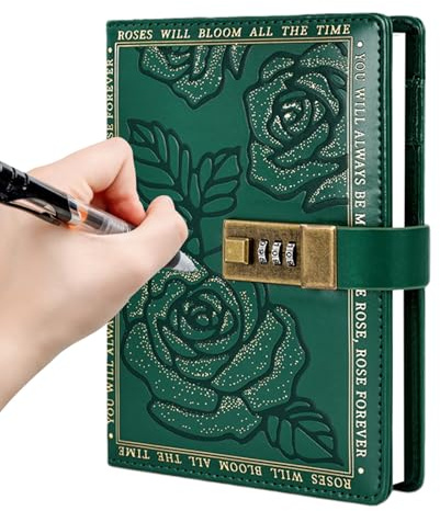 Felbok säker förvaringslåda - 20 cm säker ordbok med nyckel | Secret of Book Vault in the Rose Diary Style, dagbok med slott och 224 fodrade sidor
