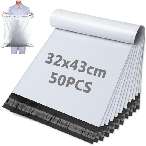 XRXYMQ 32 x 43 cm Sobres de envío 50 unidades de sobres autoadhesivos para envíos, ropa, bolsas de envío, opacas, impermeables, para envío, embalaje, envío