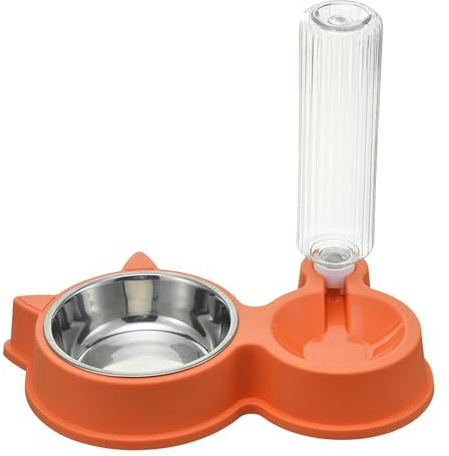 Set di ciotole doppie per animali domestici, ciotole rimovibili in acciaio inossidabile con distributore automatico di acqua e base antiscivolo per cani e gatti, uso interno con