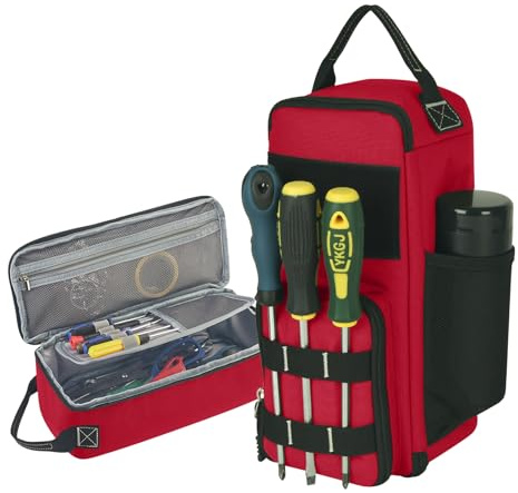 Taktisk verktygsväska, liten verktygsväska Organiser Set, verktygsväska, verktygslåda, verktygsförvaring för hantverkare, elektriker, mekaniker och reparation av cykel, motorcykel, DIY (Röd)
