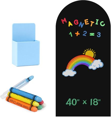 40 x 18 Arch Magnetic Wall Decal for Kids, Upgraded Self-Adhesive UnPeel Magnetic Chalkboard for Wall, Magnet Wall Drawing Learning for Playroom, School, Home(Black)