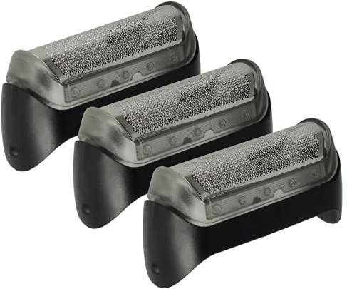 vhbw 3x Scherfolie kompatibel mit Braun 180, 190, 170, 1715, 1735, 190s, 190s-1, 1775, 170s-1 Elektrorasierer + Rahmen, schwarz/silber