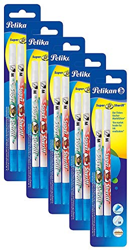Pelikan 258M/2/B - Borrador de tinta Super-Sheriff punta M, multipunta (1, 5 paquetes/M)