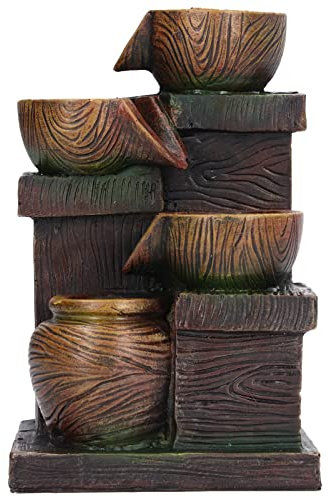 Tissting Decorazione dell'Acqua Fluente, Desktop Lucky Waterfall Ornamento Fluente Ciotole a Cascata Fontana d'Acqua per Interni Decorazione del Giardino Dell'Ufficio