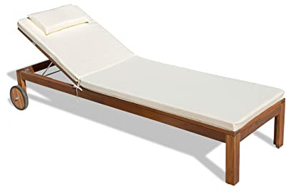 PARAMAISON Cuscino Imbottito Lettino Prendisole Cook, Sfoderabile, Antigraffio, con Laccetti, Interni od Esterni, Imbottitura 5 cm, Universale Copri Lettino Giardino 60x190 cm