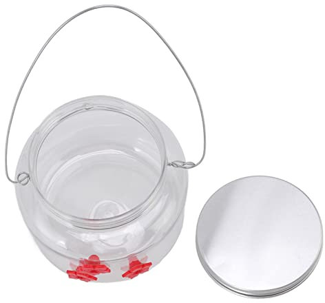 Hängendes Vogelfutterhaus, Futteröffnungen, Blumen-Vogelfutterhaus, Einzigartiges Vogel-Blumen-Design, 475 Ml, Einzigartiges Design, Rot, Breite Öffnung, 3 Klebrige Hängeaufhänger, Klebriges