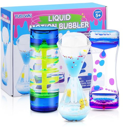 Bunter Liquid Timer für Kinder & Erwachsene 3 PCS Hourglass Liquid Motion Bubbles Liquid Timer Sensorisches Spielzeug für Home Office Dekompression