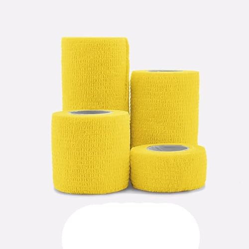 RIAAJ 4.8m Nastro Avvolgente Benda Elastica Autoadesiva Sportiva Colorata Per Cuscinetti Di Supporto Ginocchio Dito Caviglia Palmo Spalla-Giallo,15cmX4.8m