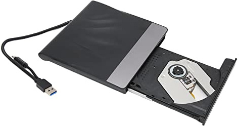 Extern DVD-enhet, USB 3.0 typ C dubbla portar, bärbar DVD/CD-rewriter, brännare, höghastighets smal design, tyst, stötsäker CD-brännare (Blueray Burn)