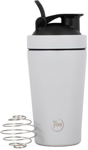 for you Shaker Edelstahl - 500 ml mit Shaker-Kugel und auslaufsicherem & BPA freiem Deckel - Mit einer innenliegenden Skala - spülmaschinengeeignet - Perfekt für Proteinshakes, Smoothies & Fitness
