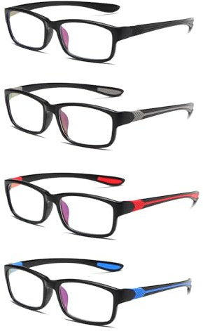 CAMKIDS Lesebrille Herren 4 Pack Ultra leichte TR90 Sport Style Lesebrille für Herren und Damen+2.0