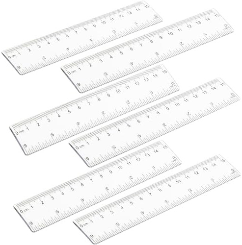 6 Pcs 15cm Clear Plastic Rulers, 6 Inch Shatterproof, Transparent Straight Ruler Measuring Ruler Tool for Student School Office Library Teachers Workers