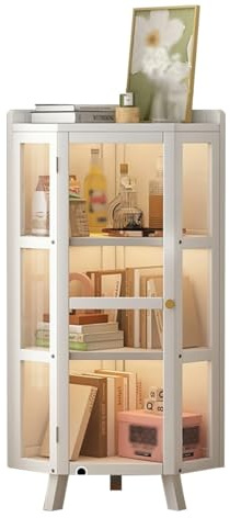 YCKEGEW Vitrina esquinera de 90° con Puerta, Estantería Multiusos Estantería para Plantas Decoracion De Muebles De Esquina, Mueble esquinero para Oficina Baño(Size:4 Tier)