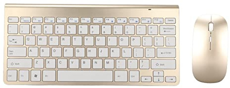 Set Tastiera e Mouse, 78 Tasti Tastiere USB Mouse, Copritasti Sottili Incisi Ergonomia Tastiere Mute per Computer, per Computer Portatile e PC Oro Argento (Oro)