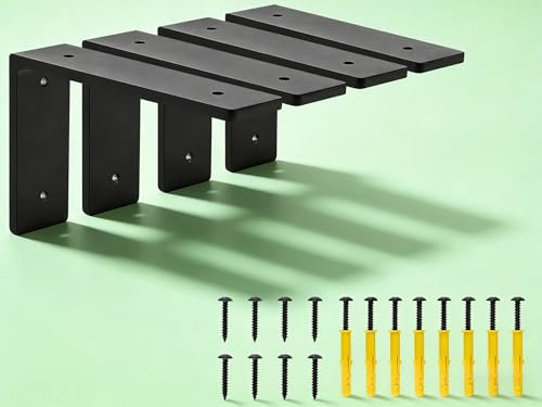 6 inch X 4 inch Shelf Support Bracket Heavy Duty, L Shelf Brackets, max Load 66 lbs, , Metal Brackets for Shelves, countertop Bracket ,Corner Brace,Pack of 4. (6x 4 L Shape)