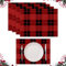 Platzsets Weihnachten, dellyy Platzset Rot, 4 Stück, Tischsets Abwaschbar, Platzdeckchen Leinen, Platzmatten Gitter, Weihnachten Deko Platzsets, Waschmaschinengeeignet